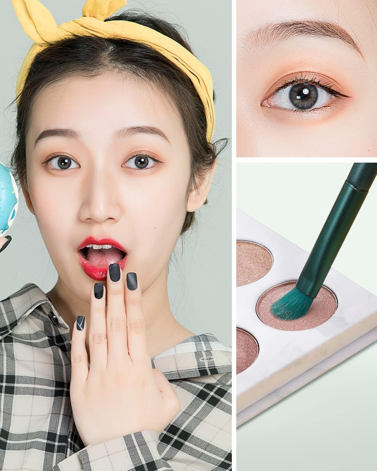 Makeup Brushes Sets, Professional Makeup Brush Set Synthetic Cosmetics Foundation Powder Concealers Blending Eye Shadows Face Kabuki Makeup Brushes (8Pcs Green)