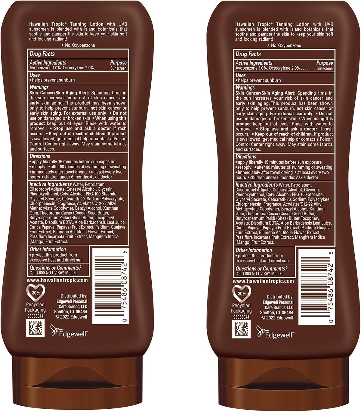 SPF 4 Sunscreen, Protective Dark Tannning Sunscreen Lotion 8 Ounces Twin Pack