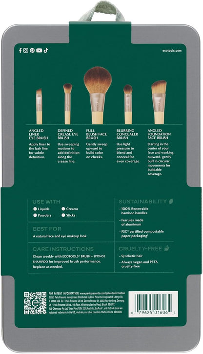 Start the Day Beautifully Brush Set, 5 Makeup Applicators & Tin