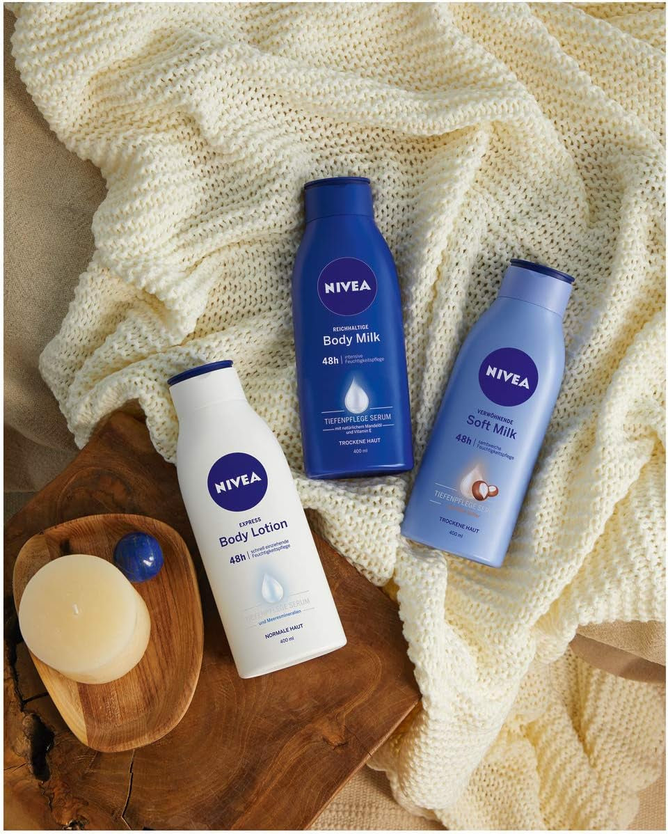 Express Body Lotion (400 Ml), Extra Fast Absorbing Body Lotion 3 in 1 Formula: 48H Care, Smoothness and Naturally Beautiful Skin