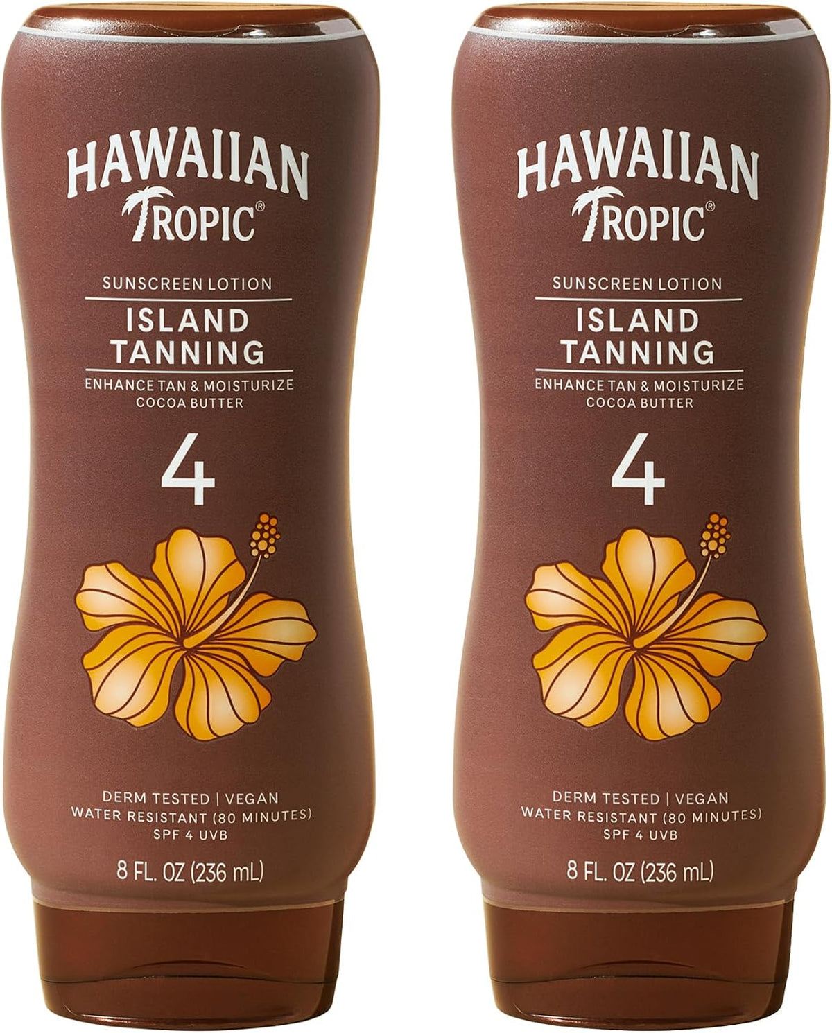 SPF 4 Sunscreen, Protective Dark Tannning Sunscreen Lotion 8 Ounces Twin Pack