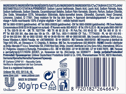 Orginal Beauty Cream Bar 3 in 1 Cleanses, Moisturises and Nourishes Sulphate-Free Bath Soap for Soft and Smooth Skin, Suitable for Daily Use, 8X90G
