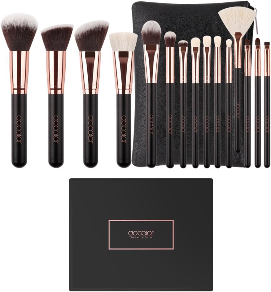 Makeup Brushes 15Pcs Professional Makeup Brush Set with Travel Bag