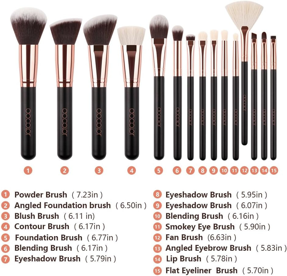 Makeup Brushes 15Pcs Professional Makeup Brush Set with Travel Bag