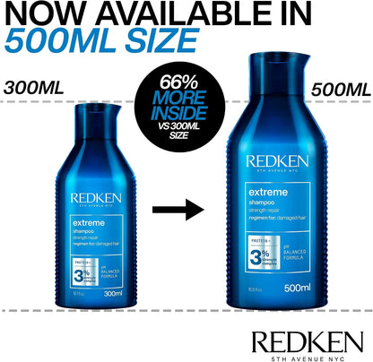 Redken Extreme Shampoo and Conditioner, for Damaged Hair, Repairs Strength & Adds Flexibility