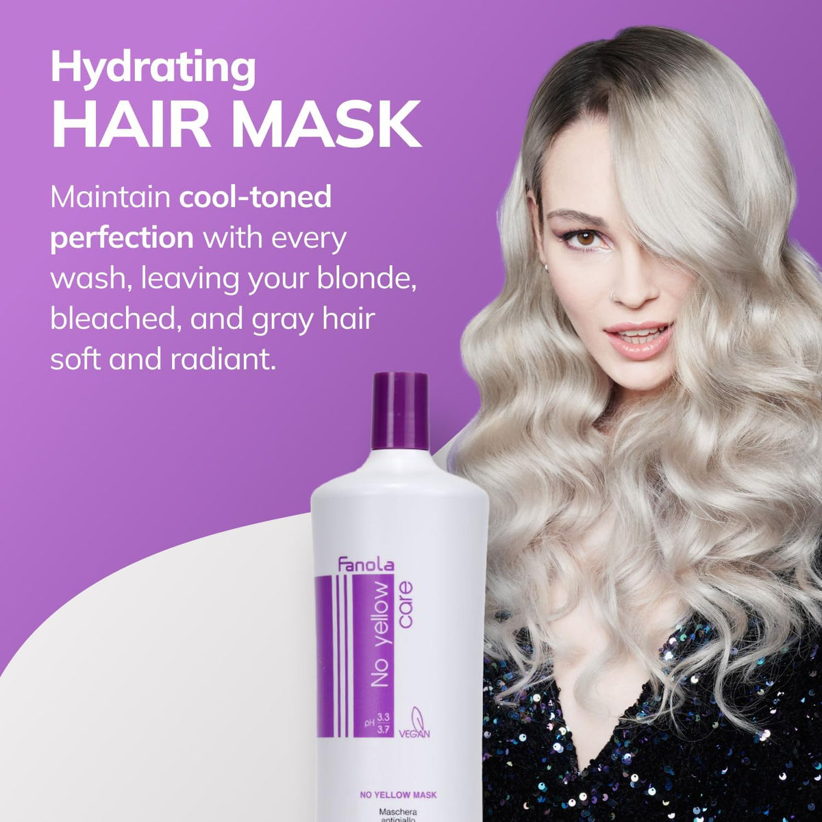 No Yellow Mask, Anti-Yellow Mask for Healthy and Vital Blonde Hair, Neutralizes Yellow Tones for Pre-Lightened, Highlighted and Grey Hair, 1000