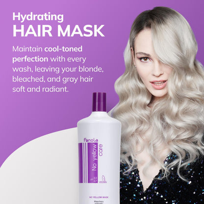 No Yellow Mask, Anti-Yellow Mask for Healthy and Vital Blonde Hair, Neutralizes Yellow Tones for Pre-Lightened, Highlighted and Grey Hair, 1000