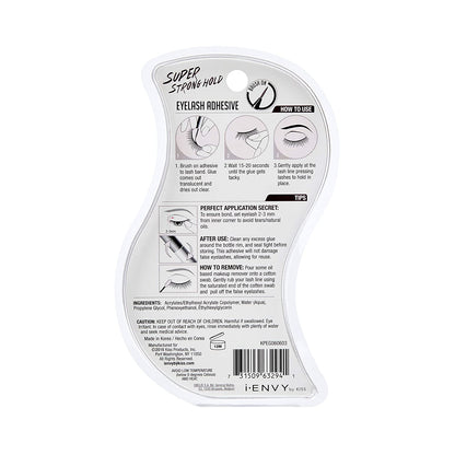 Super Strong Hold Eyelash Adhesive, Waterproof, 48-Hour Long-Lasting Lash Glue, Latex-Free, Hypoallergenic, Quick-Drying with Brush-On Applicator for Strip Lashes (Clear, 1 Pack)