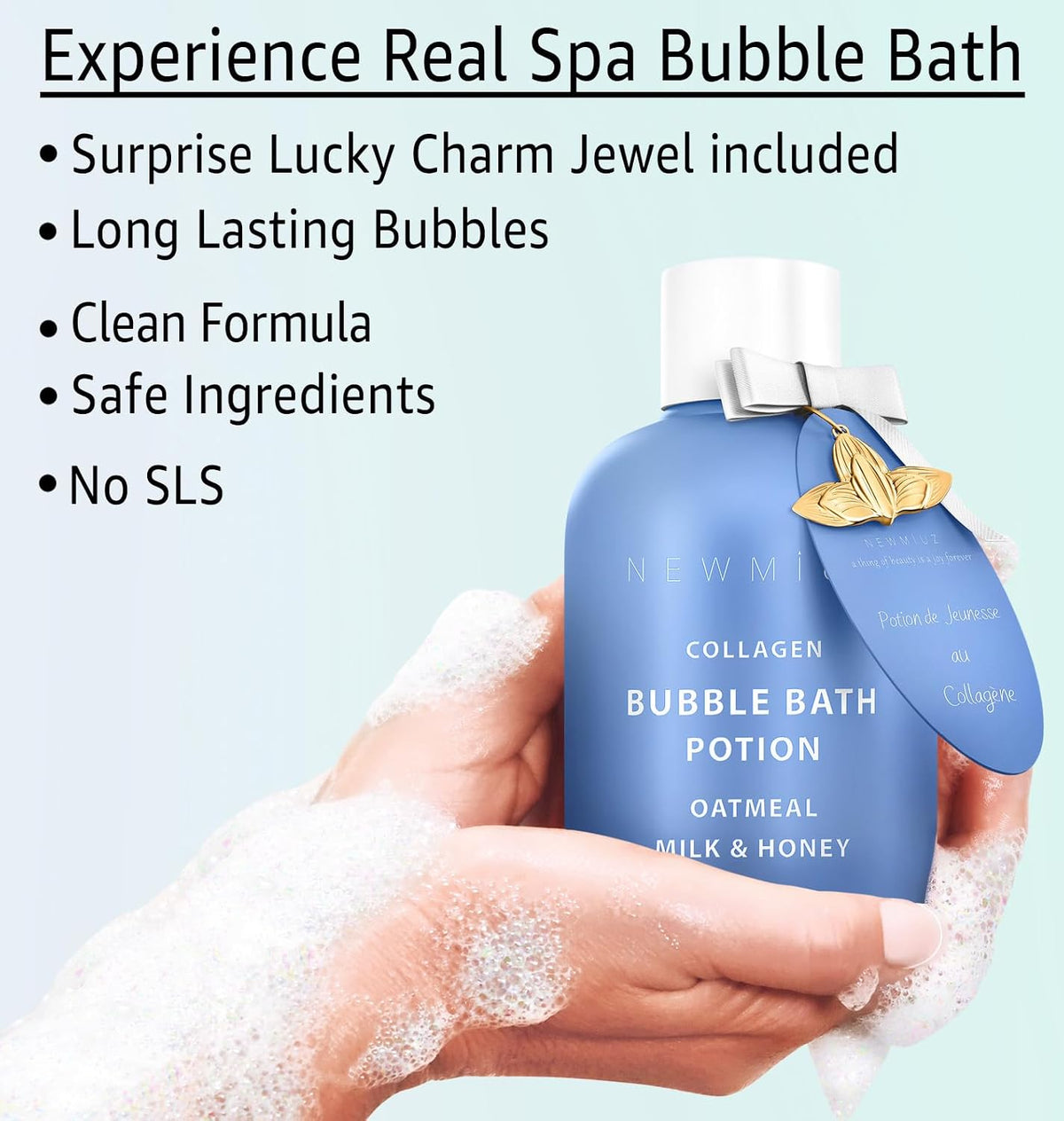 Collagen Bubble Bath - Long Lasting Bubbles Luxury Foaming Bath - Oatmeal Milk Honey - Moisturizing Relaxing Stress Relief Calming Self Care Spa Gift for Women Birthday Gifts Christmas