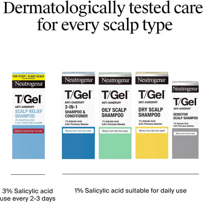 T/Gel 2 in 1 Anti-Dandruff Shampoo and Conditioner (1X 250Ml), Shampoo and Conditioner to Help Fight Dandruff from First Wash, Haircare for Soft, Shiny Healthy-Looking Hair and Scalp