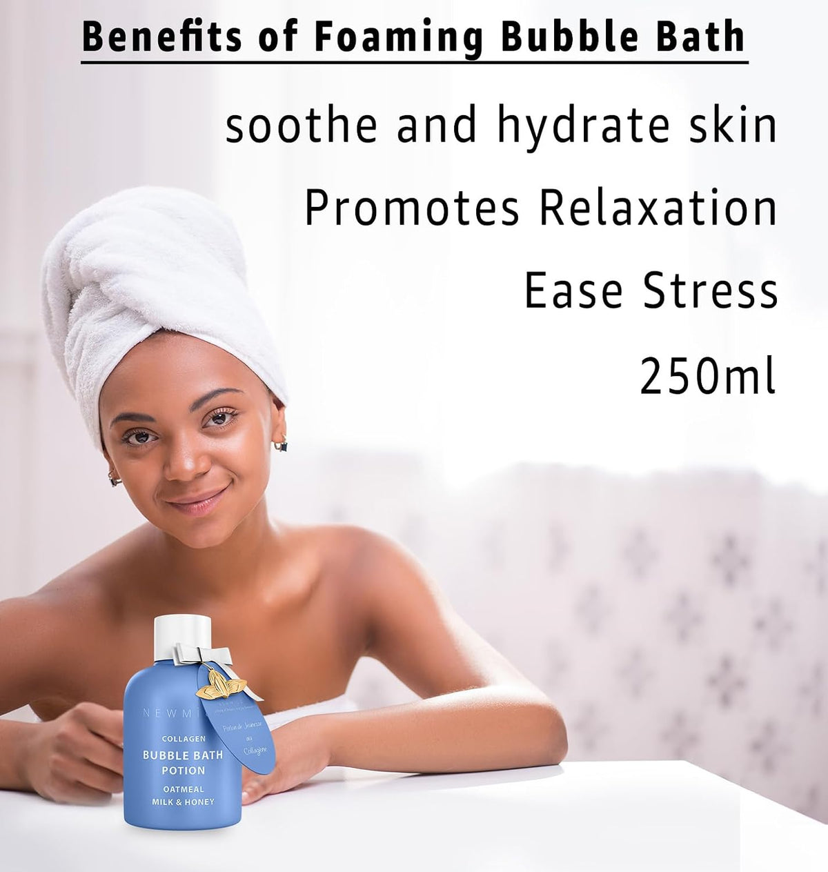Collagen Bubble Bath - Long Lasting Bubbles Luxury Foaming Bath - Oatmeal Milk Honey - Moisturizing Relaxing Stress Relief Calming Self Care Spa Gift for Women Birthday Gifts Christmas