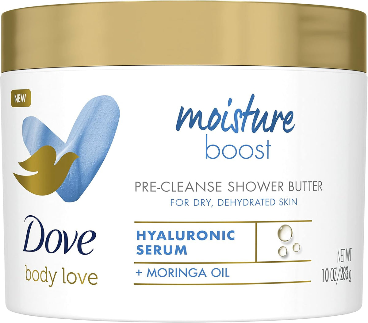 Body Love Moisture Boost with Hyaluronic Acid Serum and Moringa Oil Pre-Cleanse Shower Butter Skin Care for Dry Skin 283 G (Pack of 3)