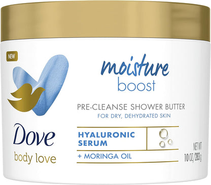 Body Love Moisture Boost with Hyaluronic Acid Serum and Moringa Oil Pre-Cleanse Shower Butter Skin Care for Dry Skin 283 G (Pack of 3)