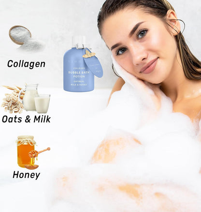 Collagen Bubble Bath - Long Lasting Bubbles Luxury Foaming Bath - Oatmeal Milk Honey - Moisturizing Relaxing Stress Relief Calming Self Care Spa Gift for Women Birthday Gifts Christmas