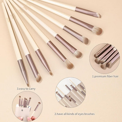 8Pcs Eyeshadow Brushes with Bag Travel Eye Brush Set Synthetic Bristles