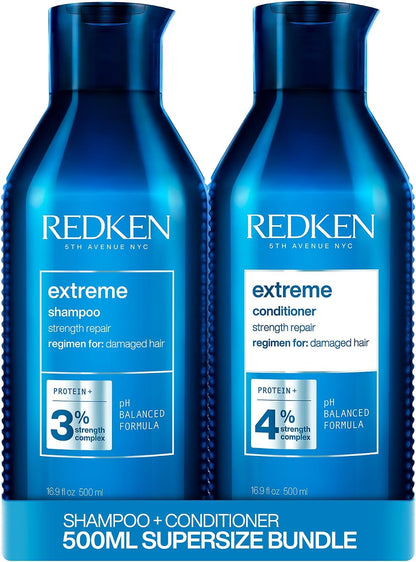 Redken Extreme Shampoo and Conditioner, for Damaged Hair, Repairs Strength & Adds Flexibility