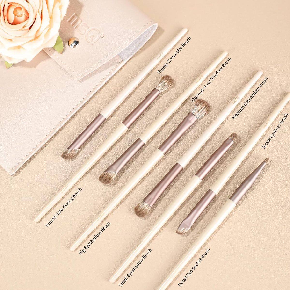 8Pcs Eyeshadow Brushes with Bag Travel Eye Brush Set Synthetic Bristles