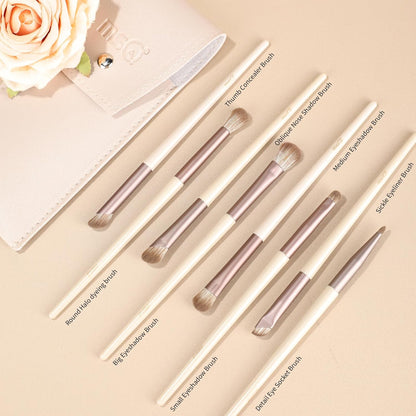 8Pcs Eyeshadow Brushes with Bag Travel Eye Brush Set Synthetic Bristles