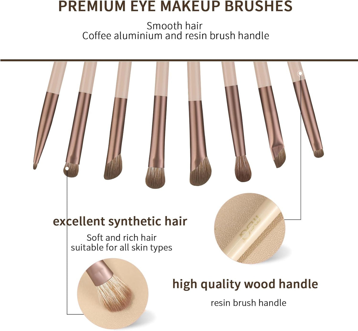 8Pcs Eyeshadow Brushes with Bag Travel Eye Brush Set Synthetic Bristles