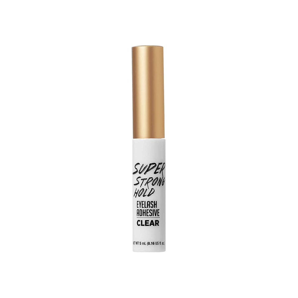 Super Strong Hold Eyelash Adhesive, Waterproof, 48-Hour Long-Lasting Lash Glue, Latex-Free, Hypoallergenic, Quick-Drying with Brush-On Applicator for Strip Lashes (Clear, 1 Pack)