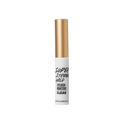 Super Strong Hold Eyelash Adhesive, Waterproof, 48-Hour Long-Lasting Lash Glue, Latex-Free, Hypoallergenic, Quick-Drying with Brush-On Applicator for Strip Lashes (Clear, 1 Pack)