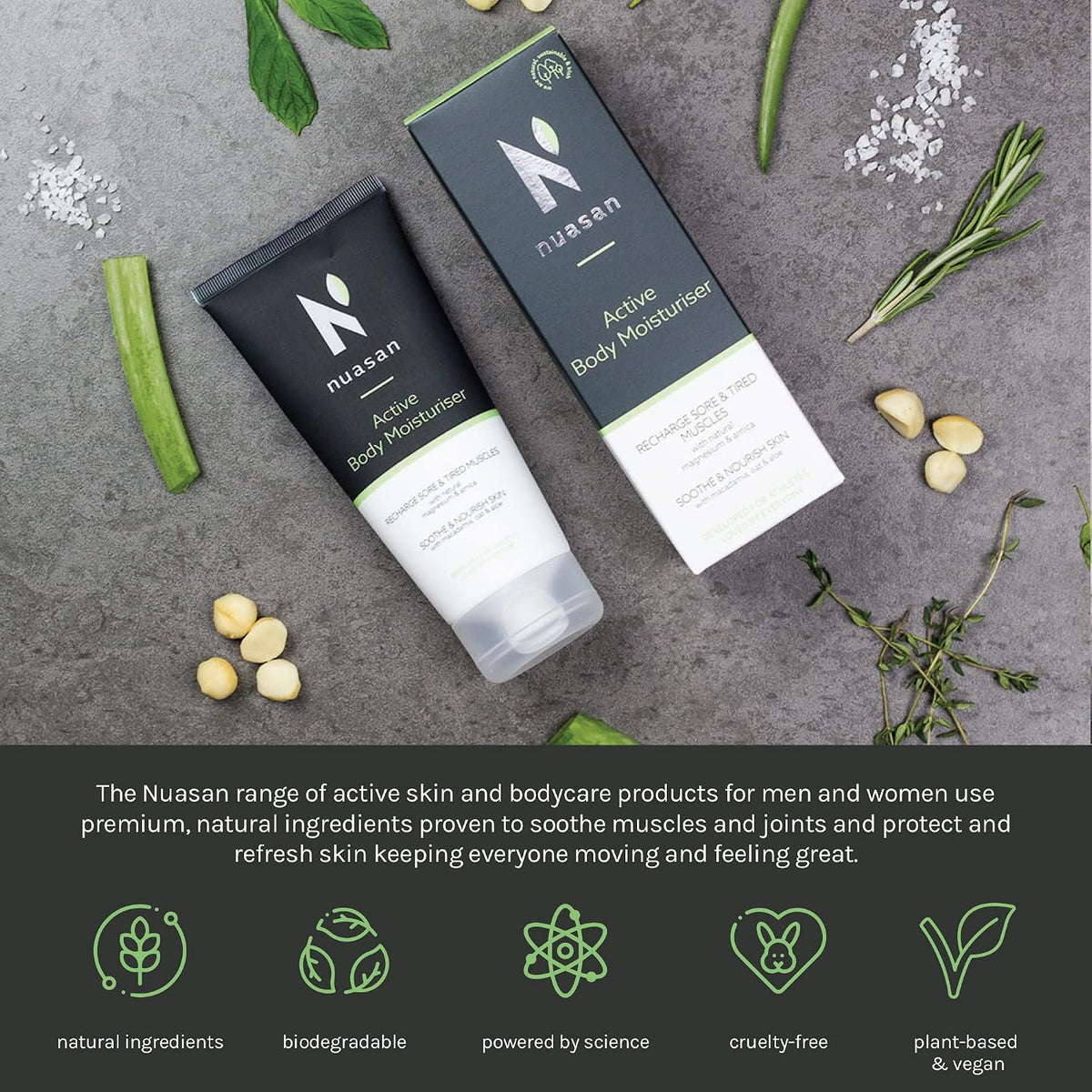 Active Body Moisturiser - Hydrating Cream with Magnesium and Arnica - Helps with Tired Muscles and Sore Joints, Workout Recovery - Intense Hydration, Natural Ingredients, Vegan Skin Care