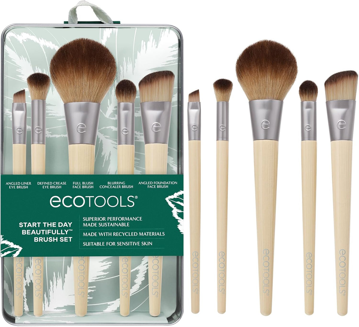 Start the Day Beautifully Brush Set, 5 Makeup Applicators & Tin