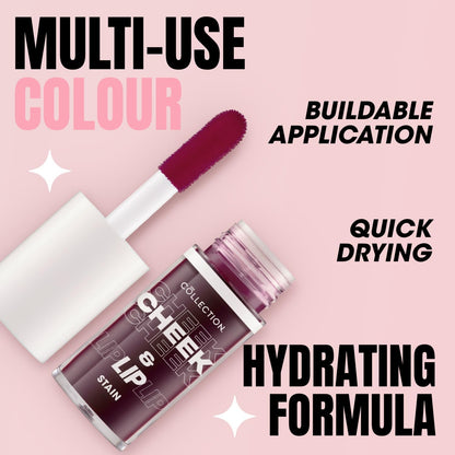 Cosmetics 2 in 1 Lip & Cheek Stain, Long Lasting and Hydrating, for All Skin Types, Rosie, 3 X 5Ml