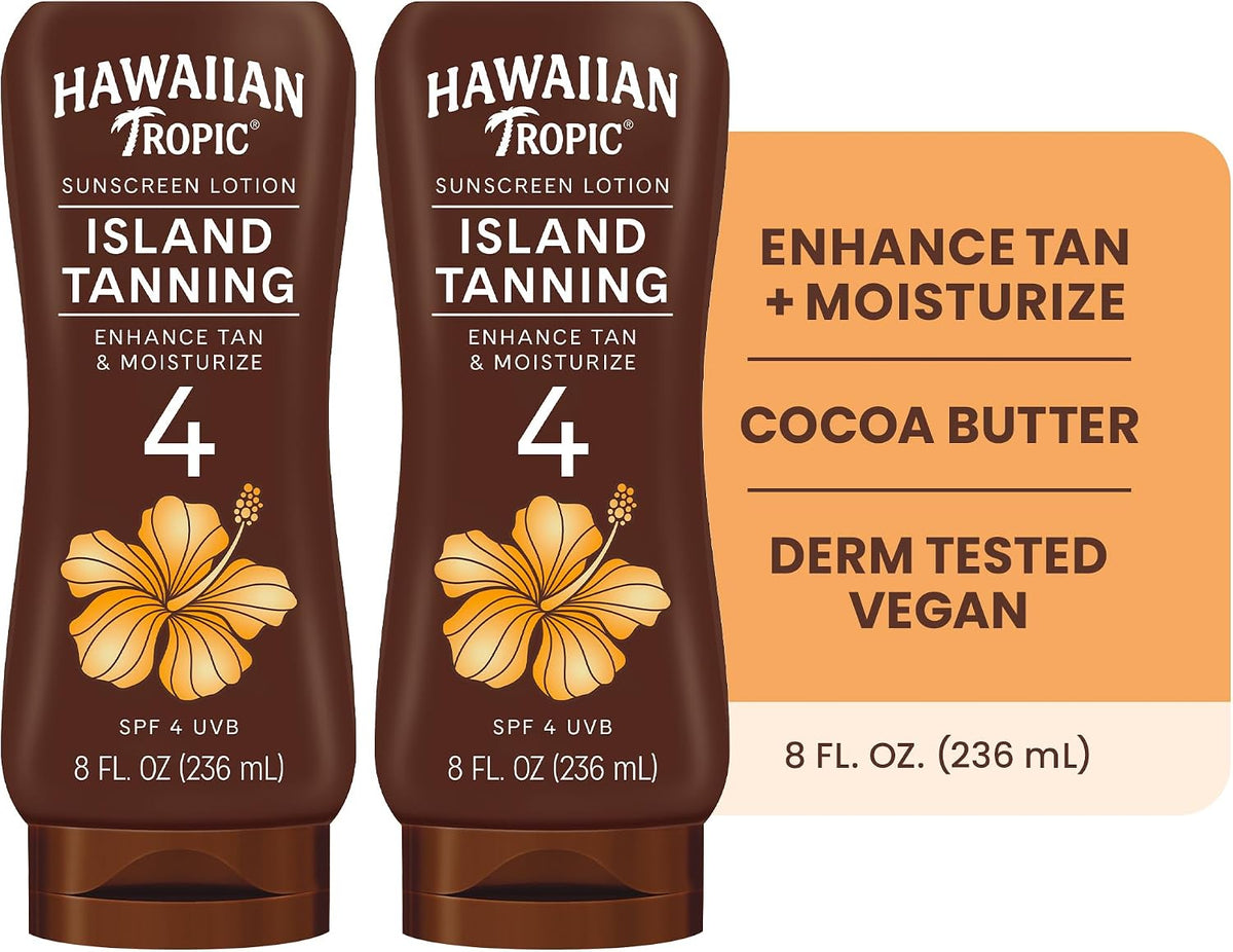 SPF 4 Sunscreen, Protective Dark Tannning Sunscreen Lotion 8 Ounces Twin Pack