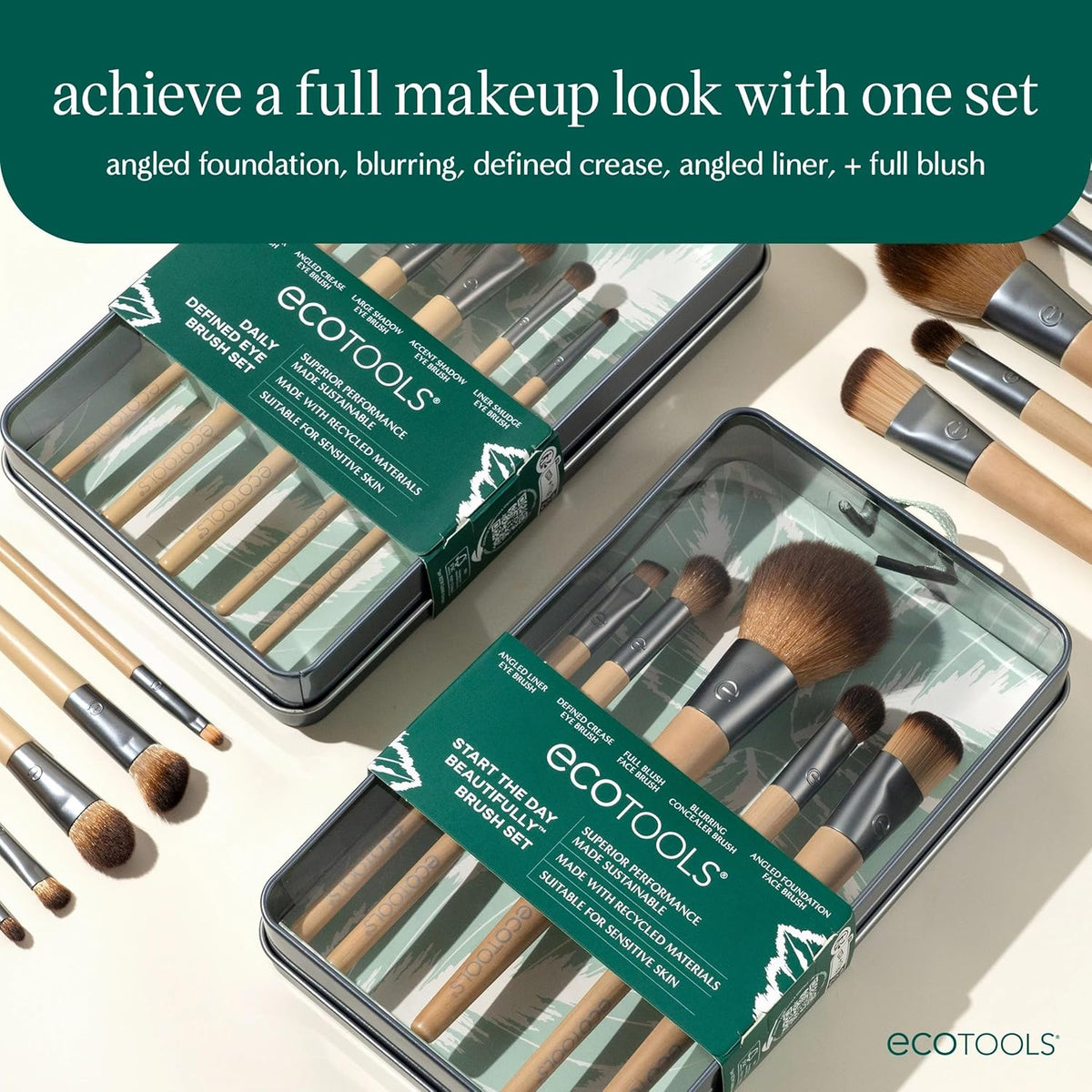 Start the Day Beautifully Brush Set, 5 Makeup Applicators & Tin
