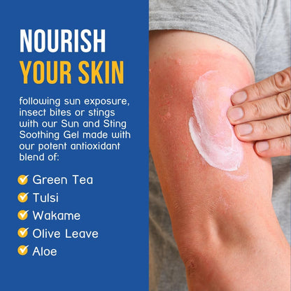after Sun and Sting Relief Aloe Vera Soothing Gel for Sensitive Skin, 75 Ml Paraben Free Cooling Gel for Sting, Bug Bites and Sunburn Relief with Aloe Vera and Green Tea