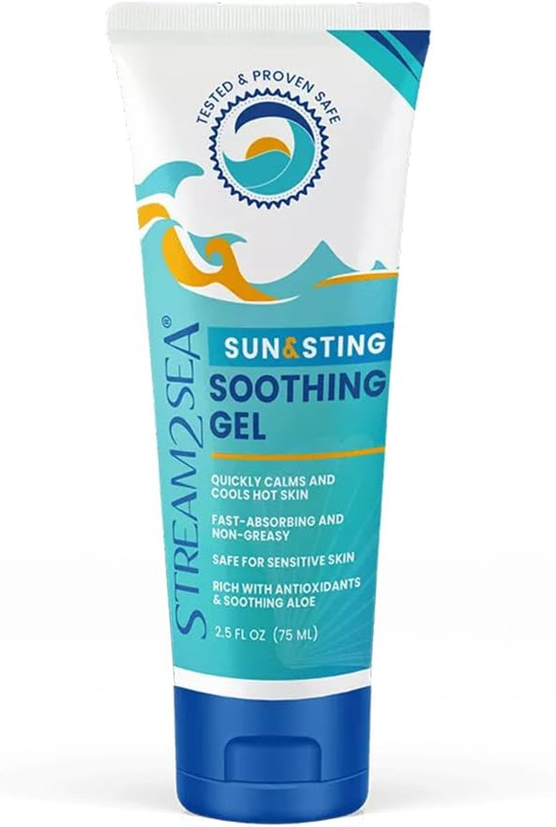 after Sun and Sting Relief Aloe Vera Soothing Gel for Sensitive Skin, 75 Ml Paraben Free Cooling Gel for Sting, Bug Bites and Sunburn Relief with Aloe Vera and Green Tea