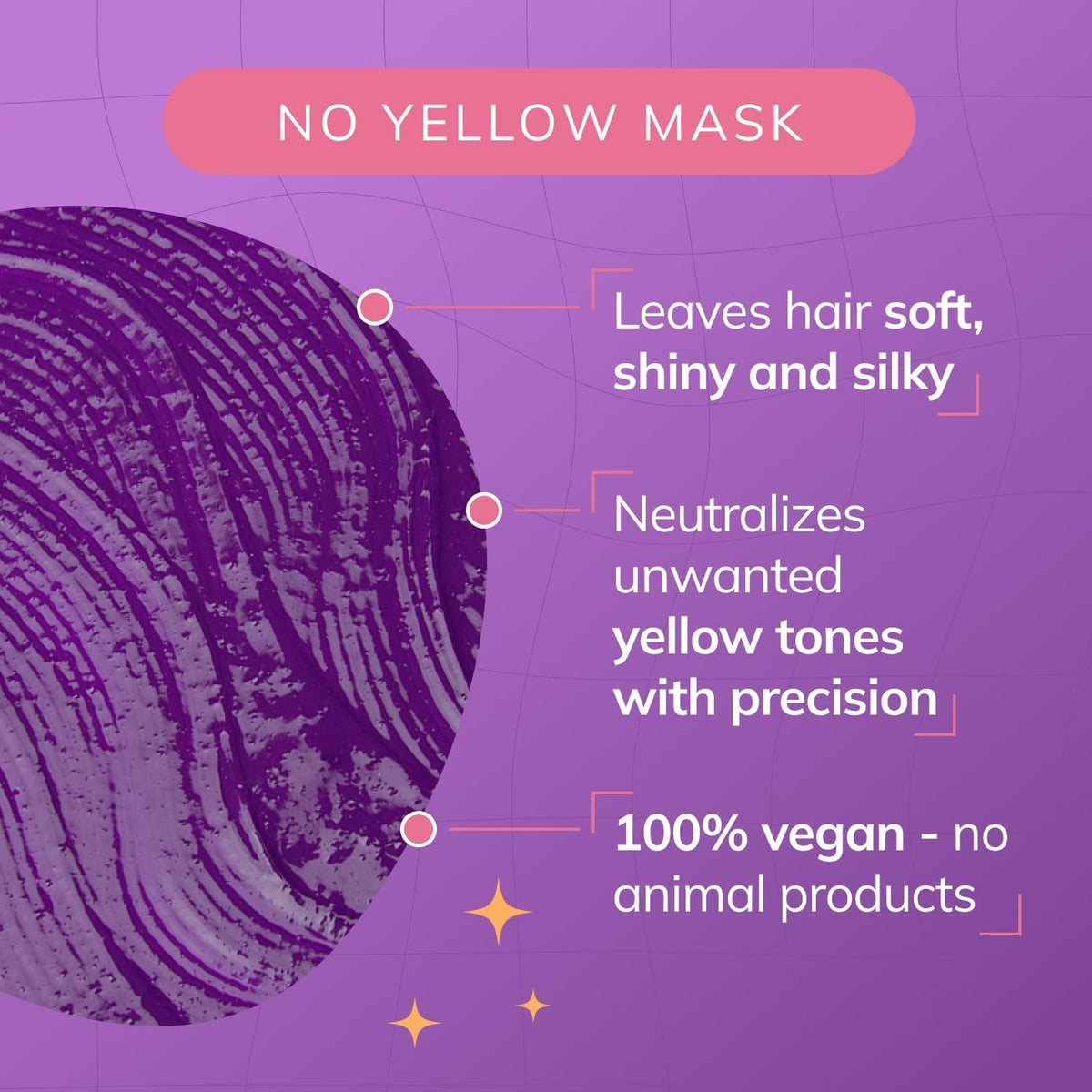No Yellow Mask, Anti-Yellow Mask for Healthy and Vital Blonde Hair, Neutralizes Yellow Tones for Pre-Lightened, Highlighted and Grey Hair, 1000